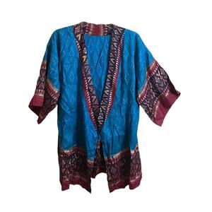 Kashi Silk Jacket Robe Kimono 100% Silk Open Front Boho Hippie One Size